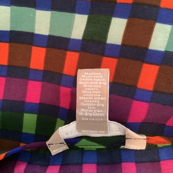 Banana Republic Ladies Sleeveless Top Forest Green/ Rusty Orange /Purple Size M - Picture 4 of 5